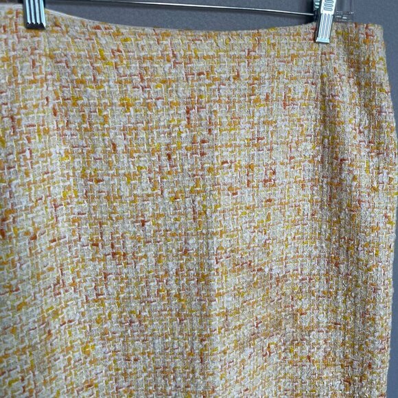 Vintage Carmen Marc Valvo Yellow Chanel Tweed Skirt Size 16 - Picture 3 of 8
